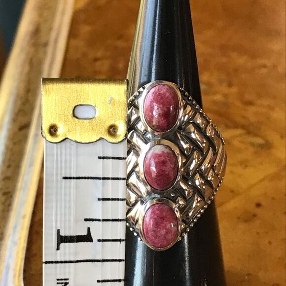Norwegian Thulite Sterling Silver Ring Size 6 - Picture 6 of 8